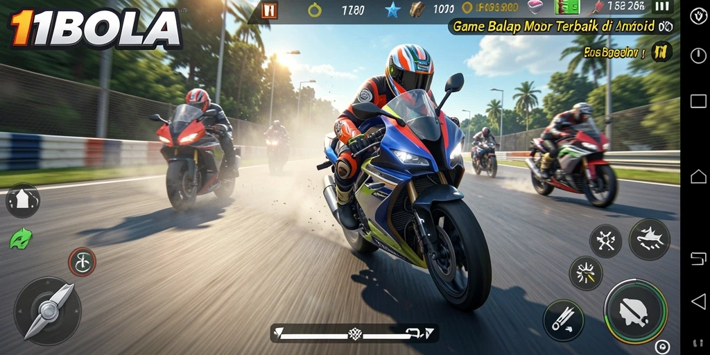 Tampilan gameplay seru dari balapan motor di 11BOLA.