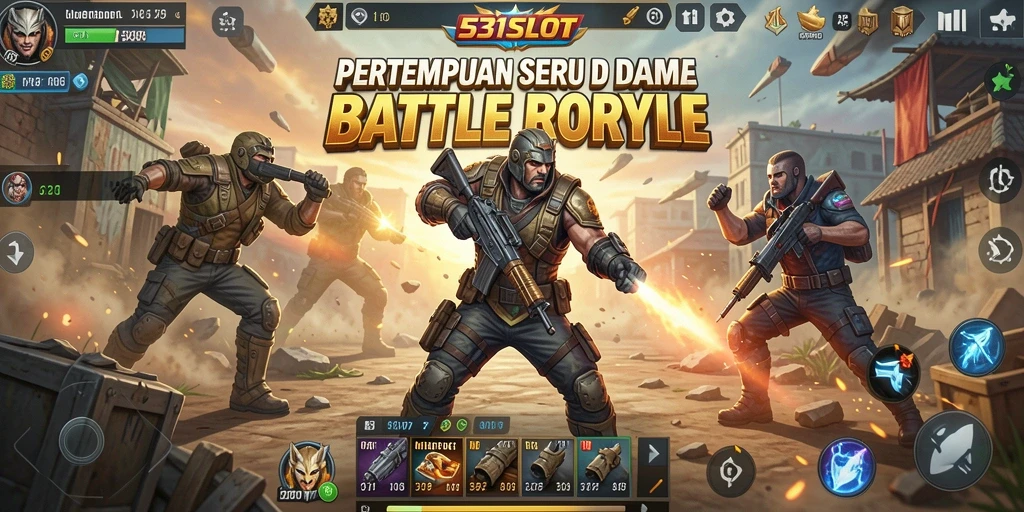 Screenshot 531SLOT menampilkan aksi mendebarkan dalam pertempuran Battle Royale.