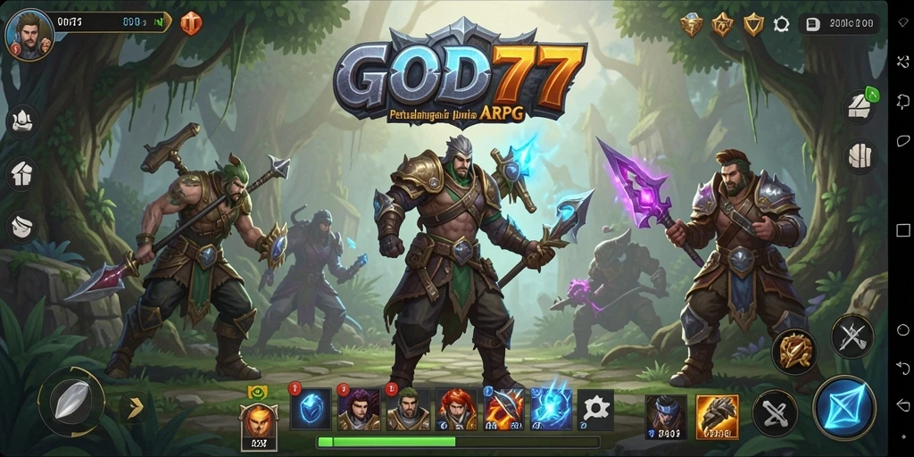 Screenshot gameplay <strong>GOD77</strong> menampilkan karakter beraksi dalam pertarungan seru.