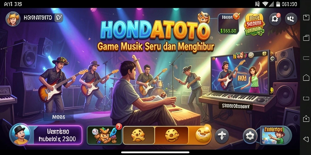 Screenshot gameplay HONDATOTO menunjukkan interaksi musik yang seru.