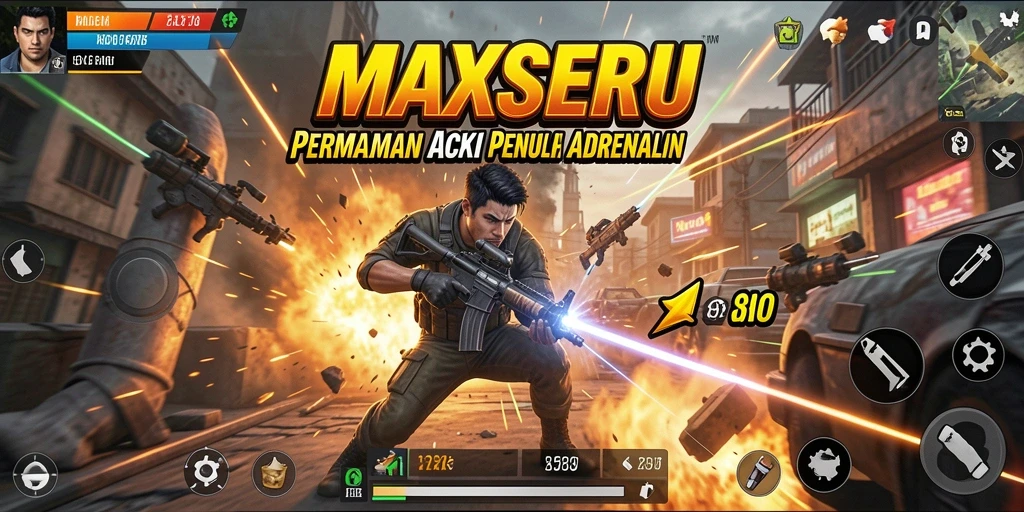 Screenshot utama menampilkan gameplay Action yang intens di MAXSERU.