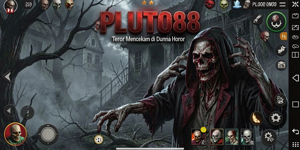 Screenshot gameplay menakutkan dari PLUTO88 yang menampilkan suasana horor.