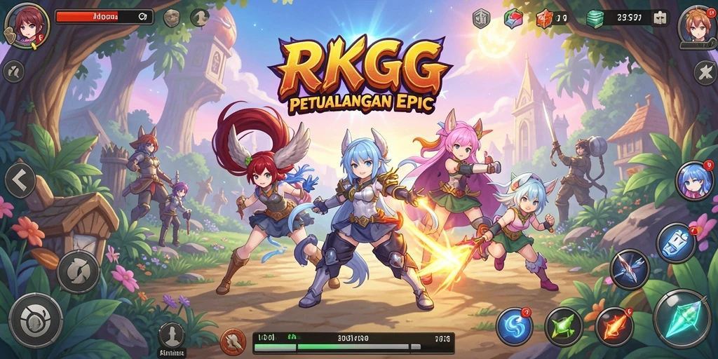 Tangkapan layar menunjukkan aksi seru dalam game Anime RKGG.
